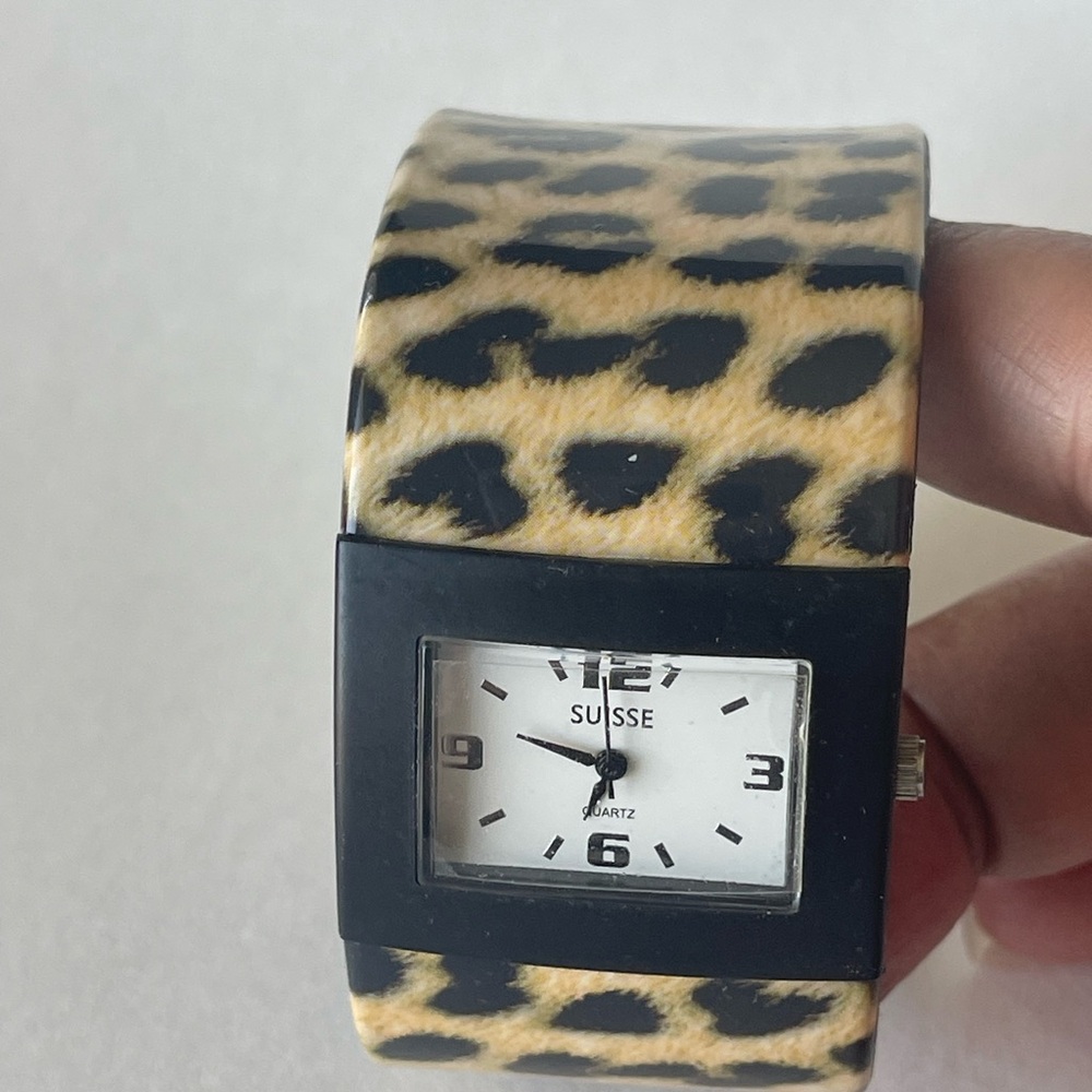 Suisse Watch Leopard Print Wide Band